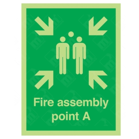 Photoluminescent Fire Assembly Point A Sign – glow-in-dark emergency signage with Point A designation
