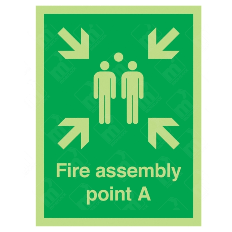 Photoluminescent Fire Assembly Point A Sign – glow-in-dark emergency signage with Point A designation