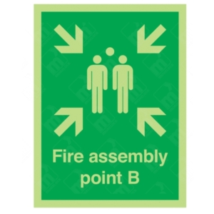 Photoluminescent Fire Assembly Point B Sign – glow-in-dark emergency gathering sign Point B