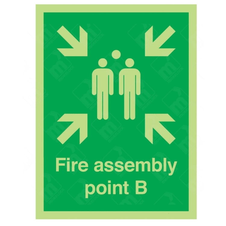 Photoluminescent Fire Assembly Point B Sign – glow-in-dark emergency gathering sign Point B