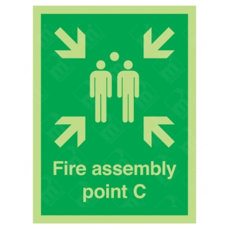 Photoluminescent Fire Assembly Point C Sign – glow-in-dark sign for evacuation Point C