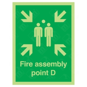 Photoluminescent Fire Assembly Point D Sign – glow-in-dark signage for evacuation Zone D