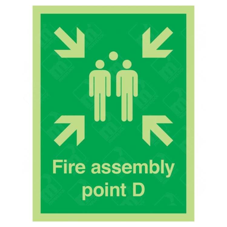 Photoluminescent Fire Assembly Point D Sign – glow-in-dark signage for evacuation Zone D