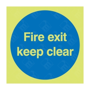 Photoluminescent Fire Exit Keep Clear Sign – ISO safety sign glowing in dark