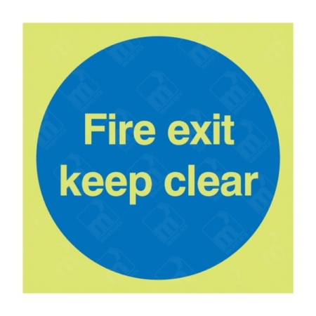 Photoluminescent Fire Exit Keep Clear Sign – ISO safety sign glowing in dark