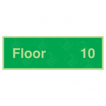 Photoluminescent Floor 10 Sign | UK Health & Safety Sign