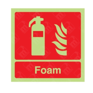 Photoluminescent Foam Fire Extinguisher Sign – glow-in-dark fire safety sign with foam label