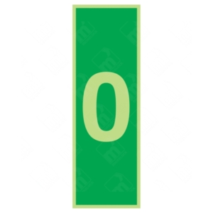 Photoluminescent Number 0 Sign – glow-in-dark safety signage for floor level 0