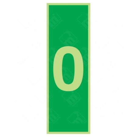 Photoluminescent Number 0 Sign – glow-in-dark safety signage for floor level 0