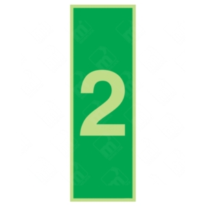 Photoluminescent Number 2 Sign – glow-in-the-dark floor signage for Level 2
