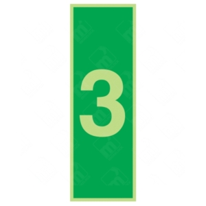 Photoluminescent Number 3 Sign – glow-in-dark floor signage for stairwells and corridors