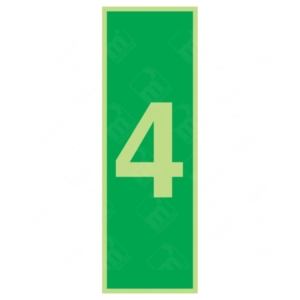 Photoluminescent Number 4 Sign – glow-in-dark floor signage for Level 4 stairwells