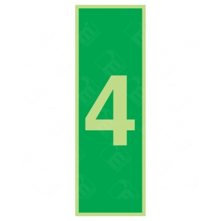 Photoluminescent Number 4 Sign – glow-in-dark floor signage for Level 4 stairwells
