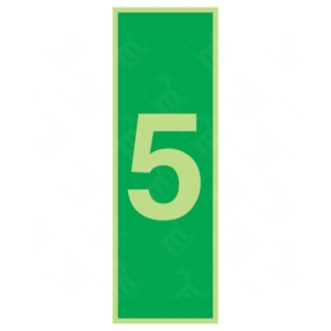 Photoluminescent Number 5 Sign – glow-in-dark floor marker for Level 5 signage