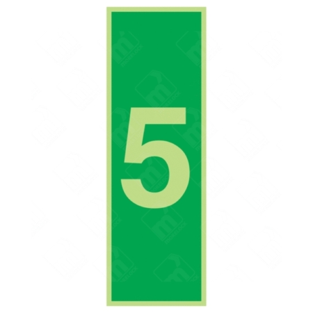 Photoluminescent Number 5 Sign – glow-in-dark floor marker for Level 5 signage