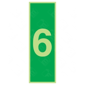 Photoluminescent Number 6 Sign – glow-in-dark stairwell signage for Level 6
