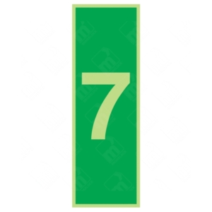 Photoluminescent Number 7 Sign – glow-in-dark stair signage for Level 7
