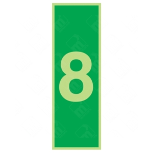 Photoluminescent Number 8 Sign – emergency glow signage for floor 8