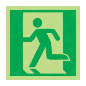 Photoluminescent Running Man Left Sign – glow-in-dark emergency exit sign