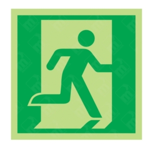 Photoluminescent Running Man Right Sign – emergency glow sign for rightward escape