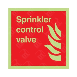 Photoluminescent Sprinkler Control Valve Sign – glow-in-dark red fire valve signage