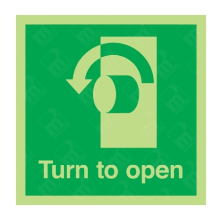 Photoluminescent Turn To Open Anti-Clockwise Sign – emergency direction signage