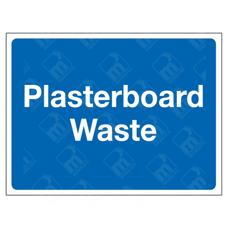 Plasterboard Waste Sign – blue construction waste management sign for gypsum disposal