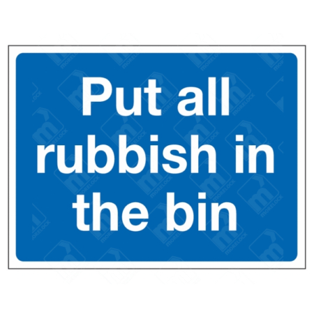 Put All Rubbish In The Bin Sign | UK Health & Safety Sign