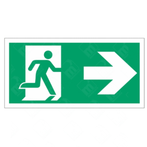 Running Man and Arrow Right Sign – green emergency exit sign with right-pointing arrow