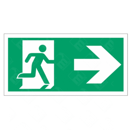 Running Man and Arrow Right Sign – green emergency exit sign with right-pointing arrow