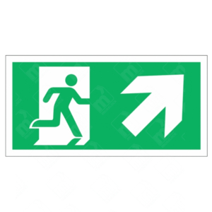 Running Man Right and Arrow Diagonal Up Sign | UK Health & Safety Sign