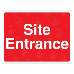 Site Entrance Sign – red UK construction access sign with bold white text