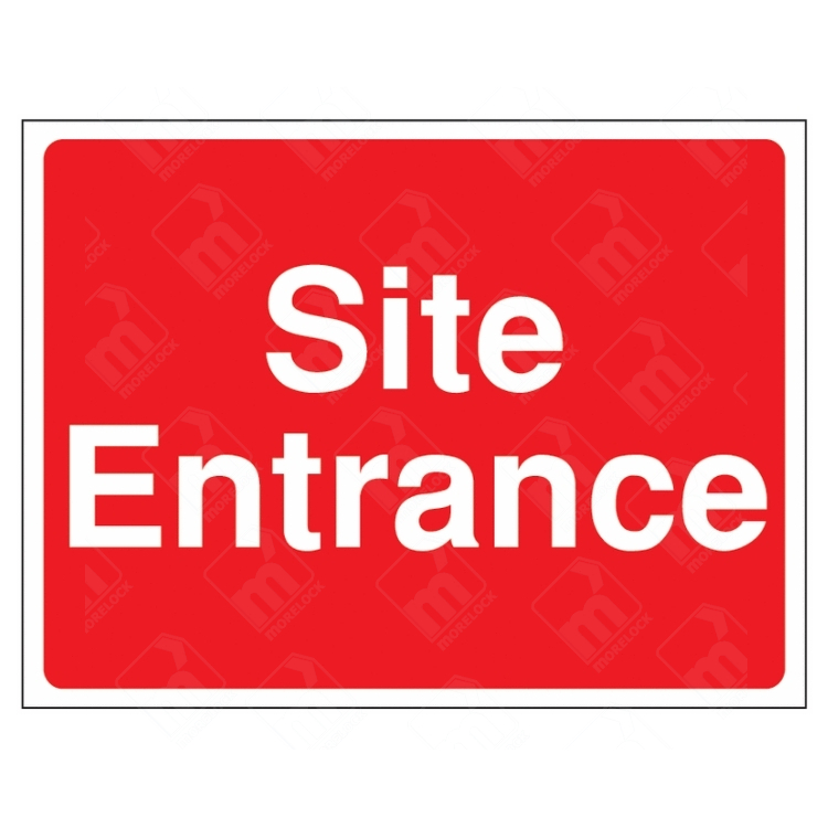 Site Entrance Sign – red UK construction access sign with bold white text