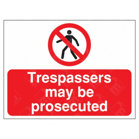 Trespassers May Be Prosecuted Sign – red and white UK warning sign to prevent unauthorised entry