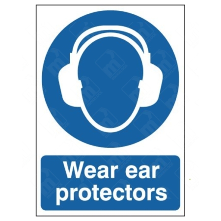 Wear Ear Protectors Sign – UK PPE safety sign for hearing protection