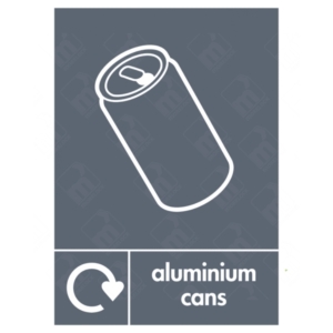Aluminium Cans WRAP Recycling Sign – WRAP-compliant label for aluminium drink can disposal in UK recycling centres