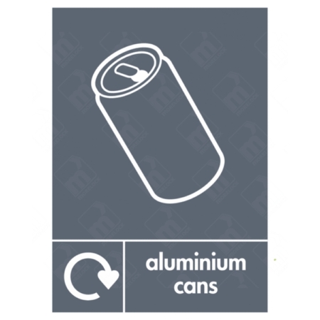 Aluminium Cans WRAP Recycling Sign – WRAP-compliant label for aluminium drink can disposal in UK recycling centres