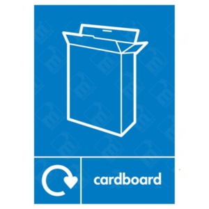 Cardboard WRAP Recycling Sign – blue WRAP bin label for cardboard