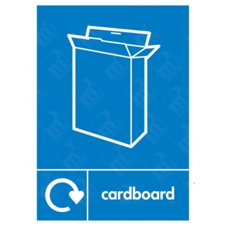 Cardboard WRAP Recycling Sign – blue WRAP bin label for cardboard