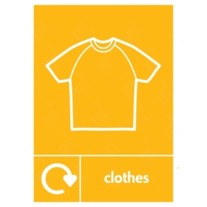 Clothes WRAP Recycling Sign – orange WRAP sign for textile and clothing bins