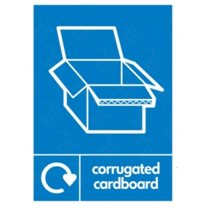 Corrugated Cardboard WRAP Recycling Sign – blue WRAP sign for clean cardboard waste