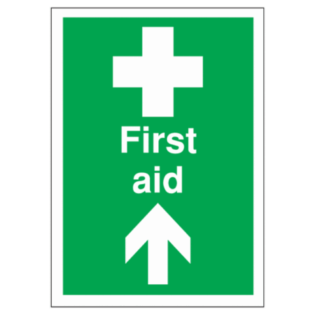 First Aid Arrow Up Sign – emergency directional safety sign