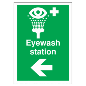 Eyewash Station Arrow Left Sign – Emergency safety sign for UK workplaces