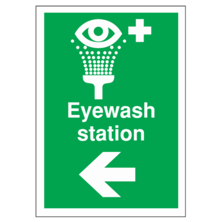 Eyewash Station Arrow Left Sign – Emergency safety sign for UK workplaces