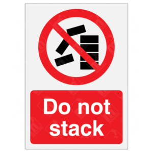 Do Not Stack Sign – red prohibition symbol over unstable stacked boxes