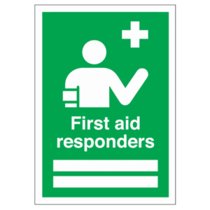 First Aid Responders Sign – UK safety sign with name fields