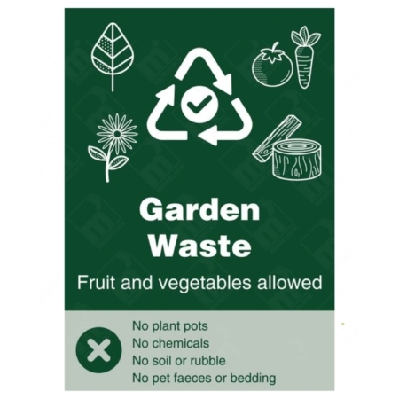 Garden Waste Fruit and Vegetables WRAP Recycling Sign – WRAP-compliant composting label for UK green waste areas