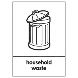 Household Waste WRAP Recycling Sign – neutral bin WRAP label for general disposal