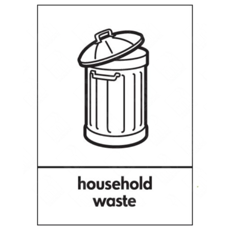 Household Waste WRAP Recycling Sign – neutral bin WRAP label for general disposal