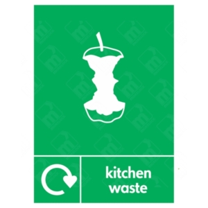 Kitchen Waste Household Organic Waste WRAP Recycle Sign – green WRAP kitchen bin label UK